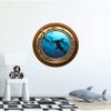 24" Porthole 3D Window Wall Sticker Shark #2 BRASSWOOD Port Scape Decal Ocean Deep Blue Sea Fish Kids Room Decor Wall Art Removable Fabric Vinyl view 3