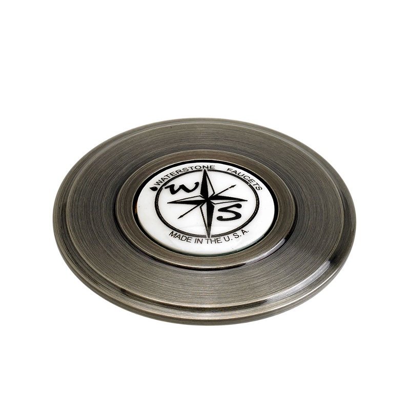Waterstone 4070-PN Traditional Sink Hole Cover - Compass Button Polished Nickel