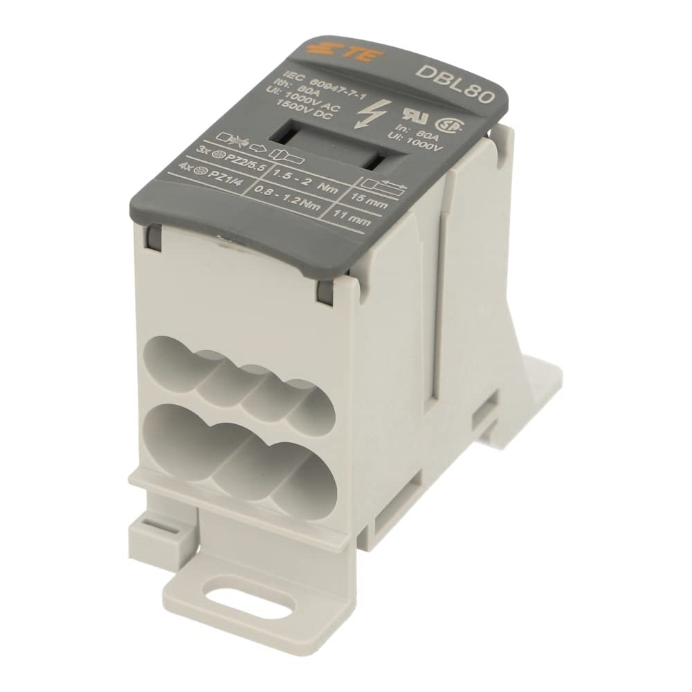 1SNL308010R000 | 1SNL308010R0000 | DBL80 | ENTRELEC Power Distribution Blocks, 1 Pole, 80 A Current Rating (UL), 7 Position, DIN Rail