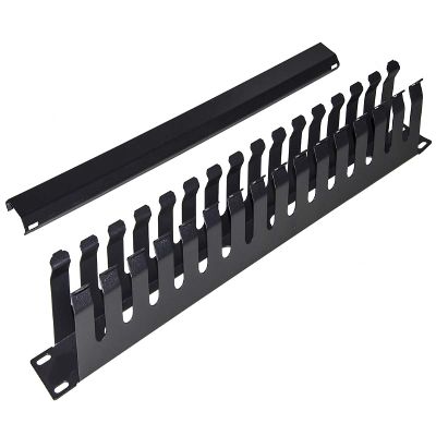 LINK Metal Cable Rail Panel for Cage Cabinets, Rack 19 Inch, 483 x 42 x 70 mm, Black