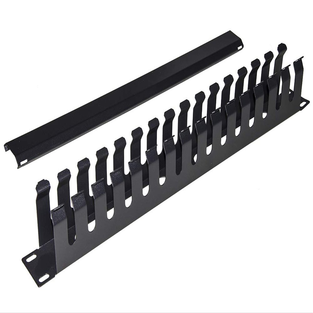 LINK Metal Cable Rail Panel for Cage Cabinets, Rack 19 Inch, 483 x 42 x 70 mm, Black
