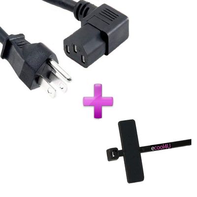 6 foot Right Angle Computer or tv HIGH GRADE AC Power Cord - This powers items that take this style of cord. hubs switch switches pc power supply printer laser 3 Prong 6Ft Ac Power Cord Cable Plug for