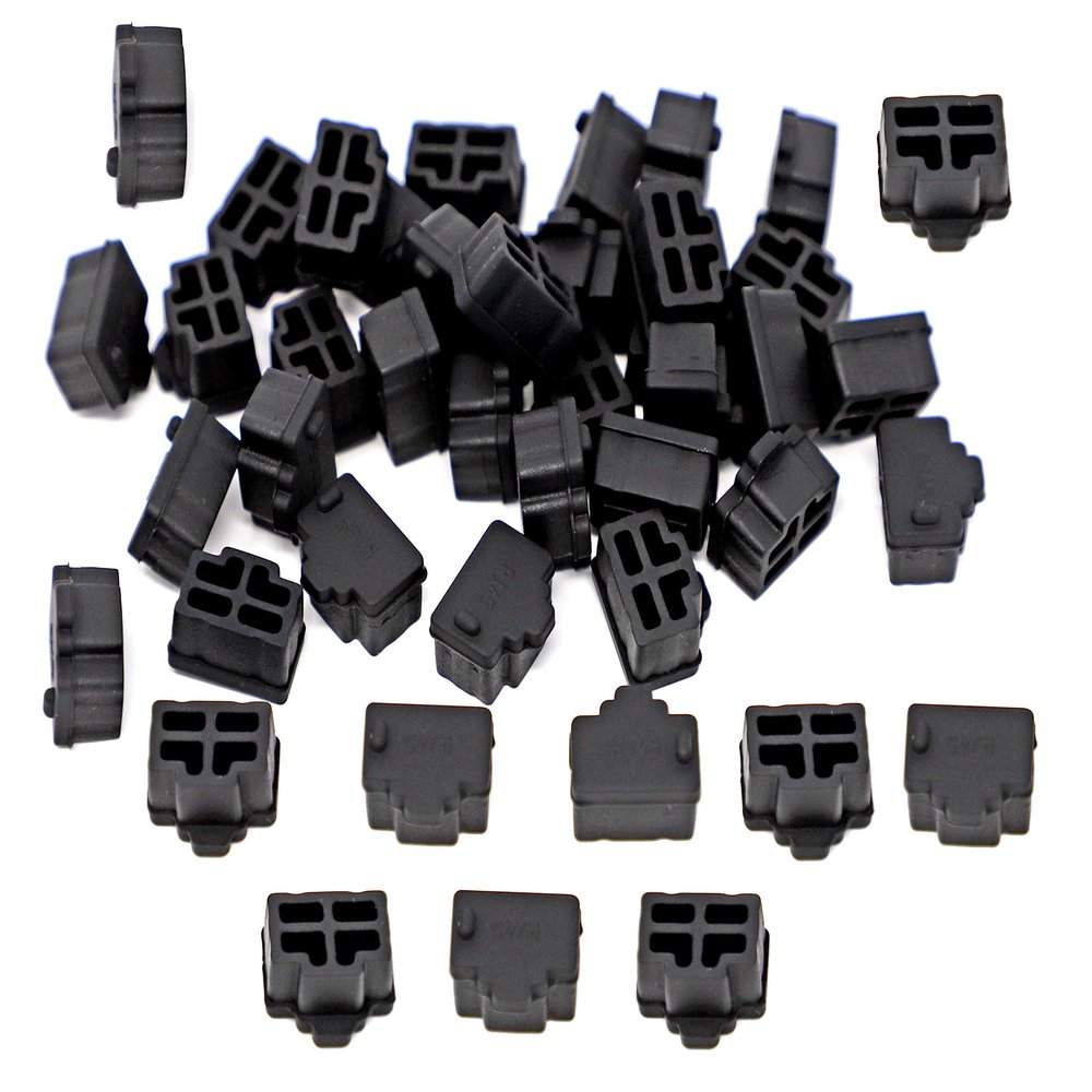 iExcell 200 Pcs Black Ethernet Hub Port RJ45 Anti Dust Cover Cap Protector Plug