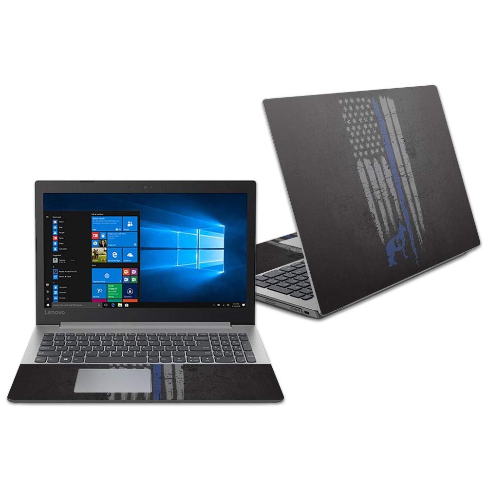 Mightyskins Skin Compatible With Lenovo Ideapad 330 15" (2018) - Thin Blue Line K9 | Protective, Durable, And Unique Vinyl Decal Wrap Cover | Easy To Apply, Remove, And Change Styles | Made In The Usa