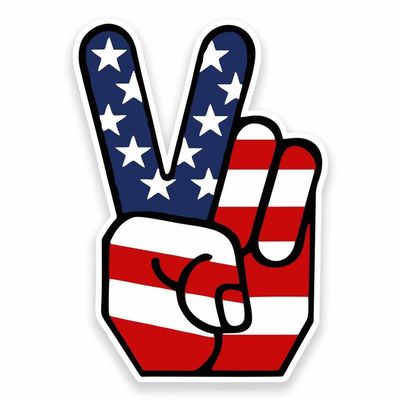 American Flag Peace Hand Vinyl Sticker Decal Laptop Car Bumper Sticker Travel Luggage Car Sign Fun 5"