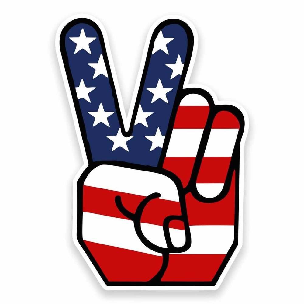 American Flag Peace Hand Vinyl Sticker Decal Laptop Car Bumper Sticker Travel Luggage Car Sign Fun 5"