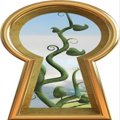 16" Gold Keyhole Wall Decal Jack Beanstalk Fairy Tale Removable Fabric Vinyl Peel and Stick Fantasy Kids Room Decor 16" x 9"