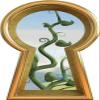 16" Gold Keyhole Wall Decal Jack Beanstalk Fairy Tale Removable Fabric Vinyl Peel and Stick Fantasy Kids Room Decor 16" x 9" view 1