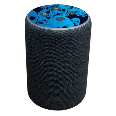 MightySkins Skin Compatible with Amazon Echo Plus (2ND Gen) - Blue Skulls | Protective, Durable, and Unique Vinyl Decal Wrap Cover | Easy to Apply, Remove, and Change Styles | Made in The USA