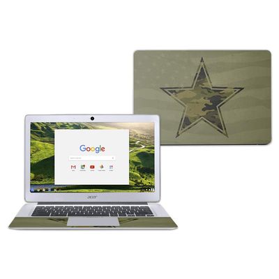 MightySkins Skin Compatible with Acer Chromebook 14" CB3-431 - Army Star | Protective, Durable, and Unique Vinyl Decal wrap Cover | Easy to Apply, Remove, and Change Styles | Made in The USA
