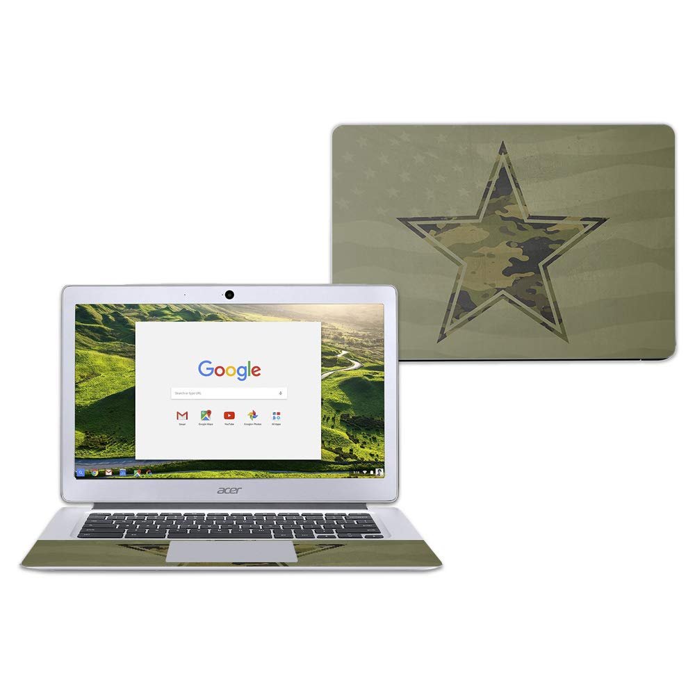 MightySkins Skin Compatible with Acer Chromebook 14" CB3-431 - Army Star | Protective, Durable, and Unique Vinyl Decal wrap Cover | Easy to Apply, Remove, and Change Styles | Made in The USA