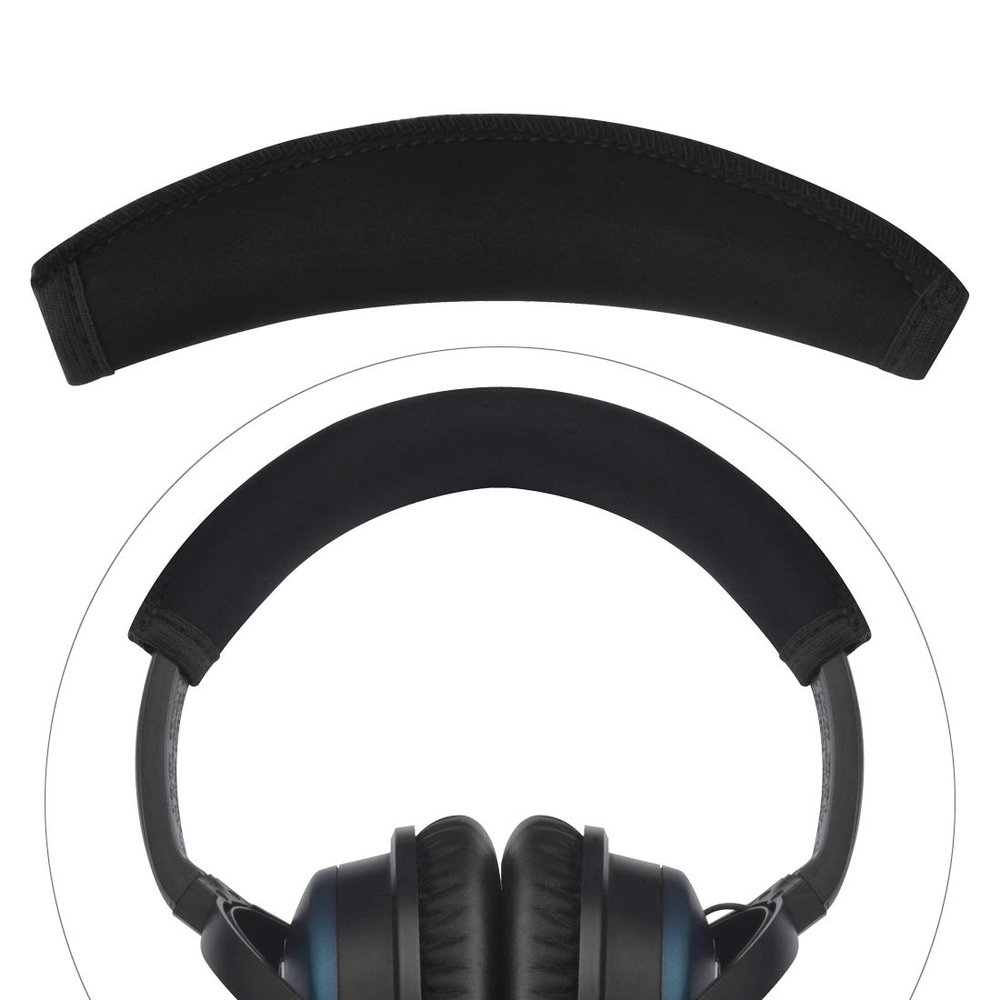 Linkidea Headband Protector Compatible with Bose QuietComfort QC45/ QC35/ QC25/ QC15 Headphones, Replacement Headband Cover, Flex Fabric Head Pad Easy DIY Installation (Black)