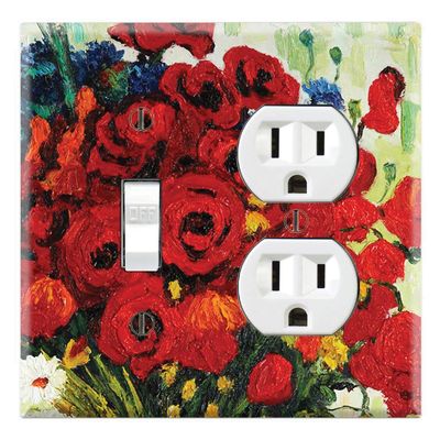 Graphics Wallplates - Daisies and Poppies by Van Gogh - Toggle Outlet Combo Wall Plate Cover