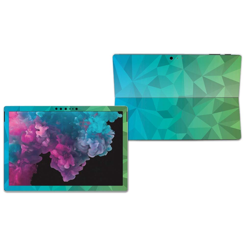 MightySkins Skin Compatible with Microsoft Surface Pro 6 Tablet - Blue Green Polygon | Protective, Durable, and Unique Vinyl wrap Cover | Easy to Apply, Remove, and Change Styles | Made in The USA
