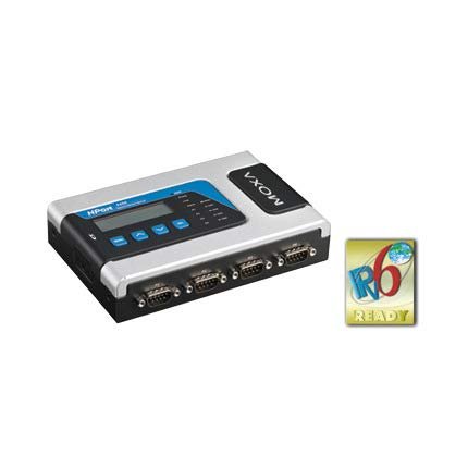 MOXA NPort 6450-T 4 Port RS-232/422/485 Secure Terminal Device Server, 10/100M Ethernet, 12-48 VDC, w/o Adapter, RS-232/422/485 to Ethernet.
