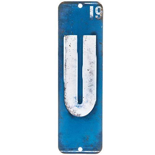 Antique Retro License Plate Indiviidual Alphabet Monogram Wall Letters Use with Wall Mounted Mailboxes, Mancave, Garage Spell Name or Initials Unique Nursery to Teenagers Room (U)