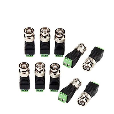 10PCS BNC Male CCTV Video Adapter Coaxial Coax Balun Camera TV Connector for Security CCTV Analog Camera DVR Systems