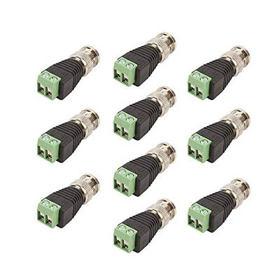 10 Pcs Coax CAT5 Cat6 UTP to BNC Video Balun Connector Male Adapter Coaxial Connector for CCTV Camera DVR