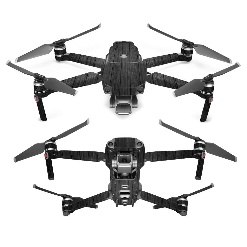 MightySkins Skin Compatible with DJI Mavic 2 Pro or Zoom - Black Wood | Protective, Durable, and Unique Vinyl Decal wrap Cover | Easy to Apply, Remove, and Change Styles | Made in The USA