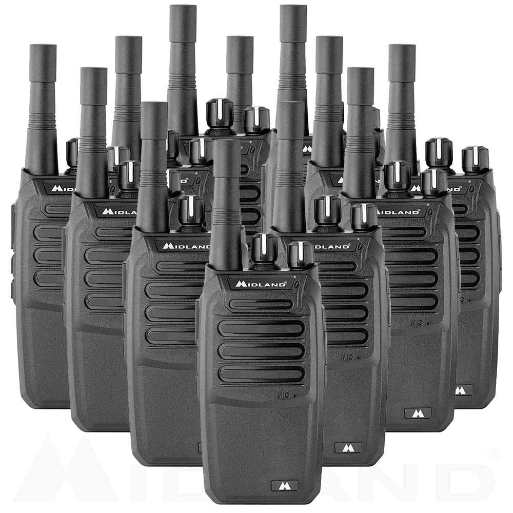 Midland BR200 Two-Way Business Band Radio Bundle - Black (Pack of 12)