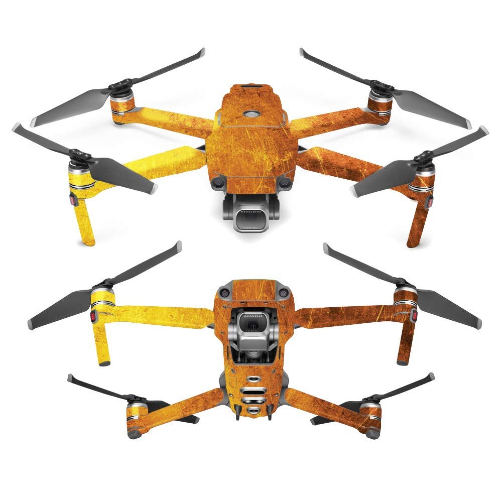 MightySkins Skin Compatible with DJI Mavic 2 Pro or Zoom - Textured Gold | Protective, Durable, and Unique Vinyl Decal wrap Cover | Easy to Apply, Remove, and Change Styles | Made in The USA