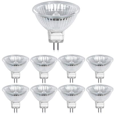 MR16 35W GU5.3 Halogen Light Bulbs 480 Lumens 12 Volt Warm White 2700K, Dimmable with Clear Glass Cover, Perfect for Landscape and Track Lighting 8 Pack