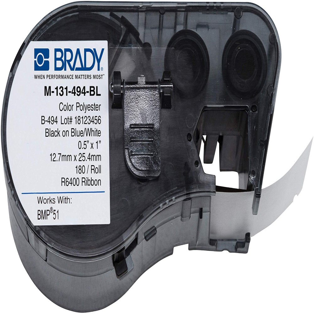 Brady Color Polyester Label - Lab Identification Labels - Compatible with BMP51 Label Printer - 1 in. Width, 0.5 in. Height - Blue