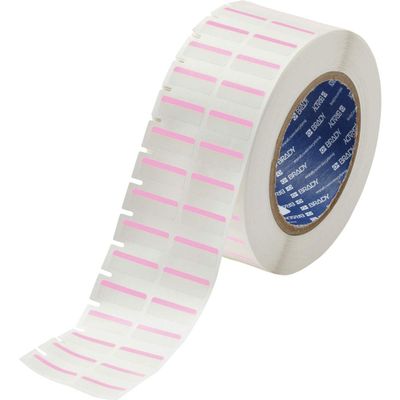Brady THT-152-494-PK Color Polyester Labels 0.375 in H X 1 in W Pink/White, Roll of 3000 Labels Compatible with Brady IP, i5100, i7100 Printers