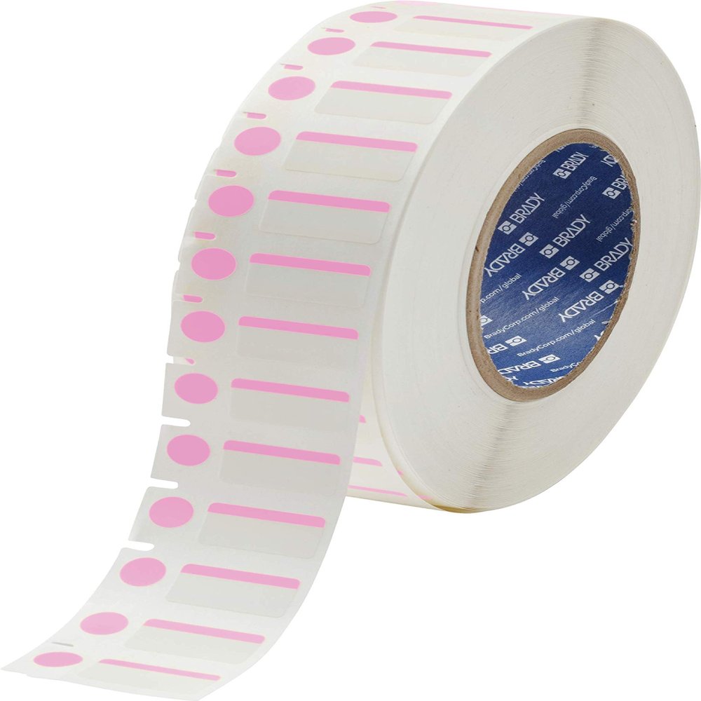Brady Color Polyester Label - Lab Identification Labels - Compatible with i5100, i7100, IP and PR Plus Label Printer - 1 in. Width, 0.5 in. Height and 0.375 in. Diameter - Pink