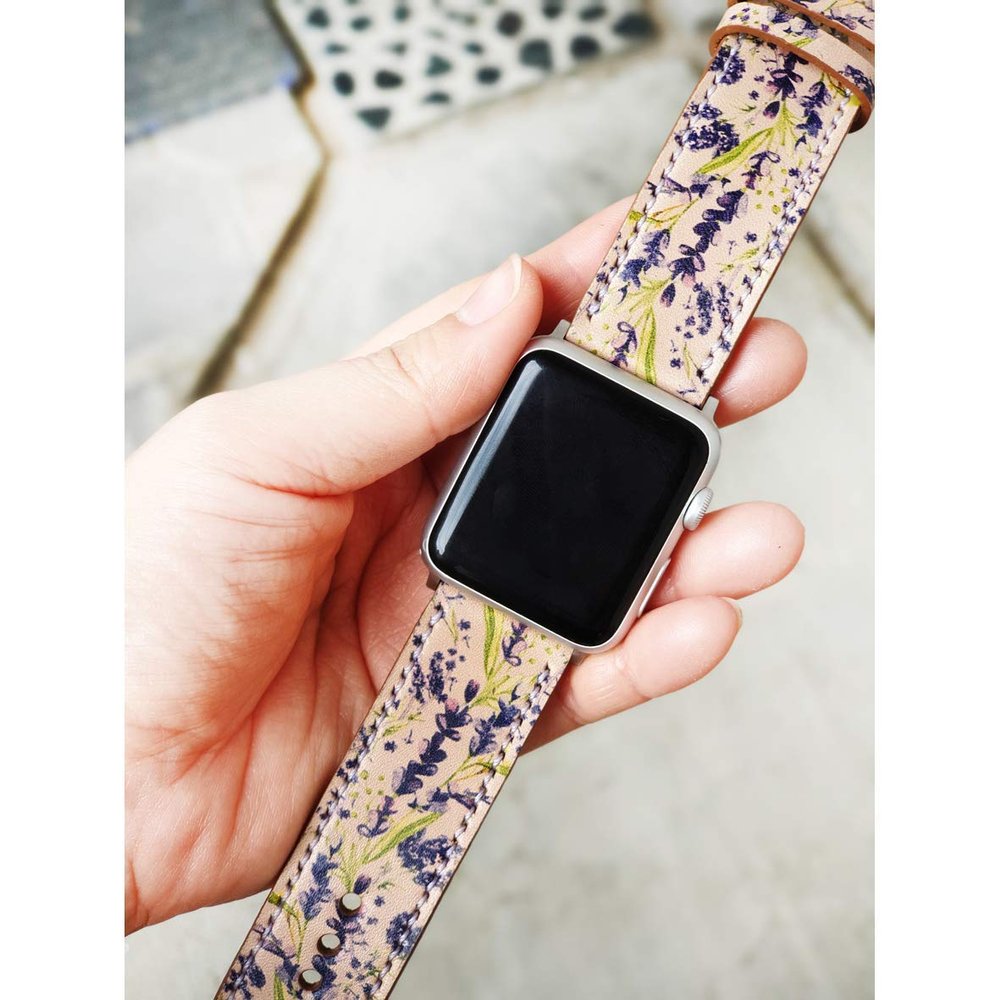 Lavender Series Apple Watch Band Series 5, 38mm 40mm 42mm 44mm,Series 4 Series 3 Series 2 Series 1,Hand-Stitched Handmade Apple Watch Leather