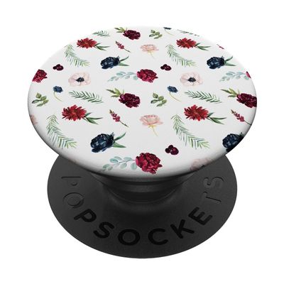 Navy and Burgundy Flowers Fall Floral Repeating Pattern PopSockets Adhesive PopGrip
