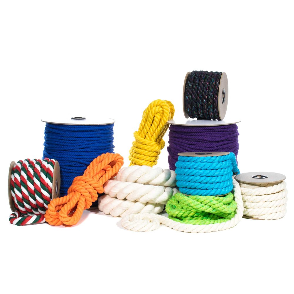 Paracord Planet Natural Twisted Cotton Rope (1 Inch, Natural, 50 Feet) - USA Made - Strong Triple-Strand Rope for Pet Toys, Sports, Home Dcor, Macram, Crafts, Indoor and Outdoor Use
