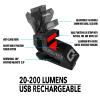 QUIQLITEX2 Tactical Red/White Hands-Free LED Pocket Light, 20-200 Lumens, Aluminum Housing (USB Rechargeable) view 3