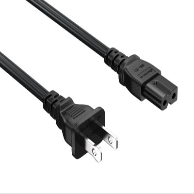 Cable Leader NEMA 1-15P to IEC320 C7 2-Prong Notebook Power Cord, Polarized, 18 AWG, SPT-2, 10A/125V, Black (15 ft)
