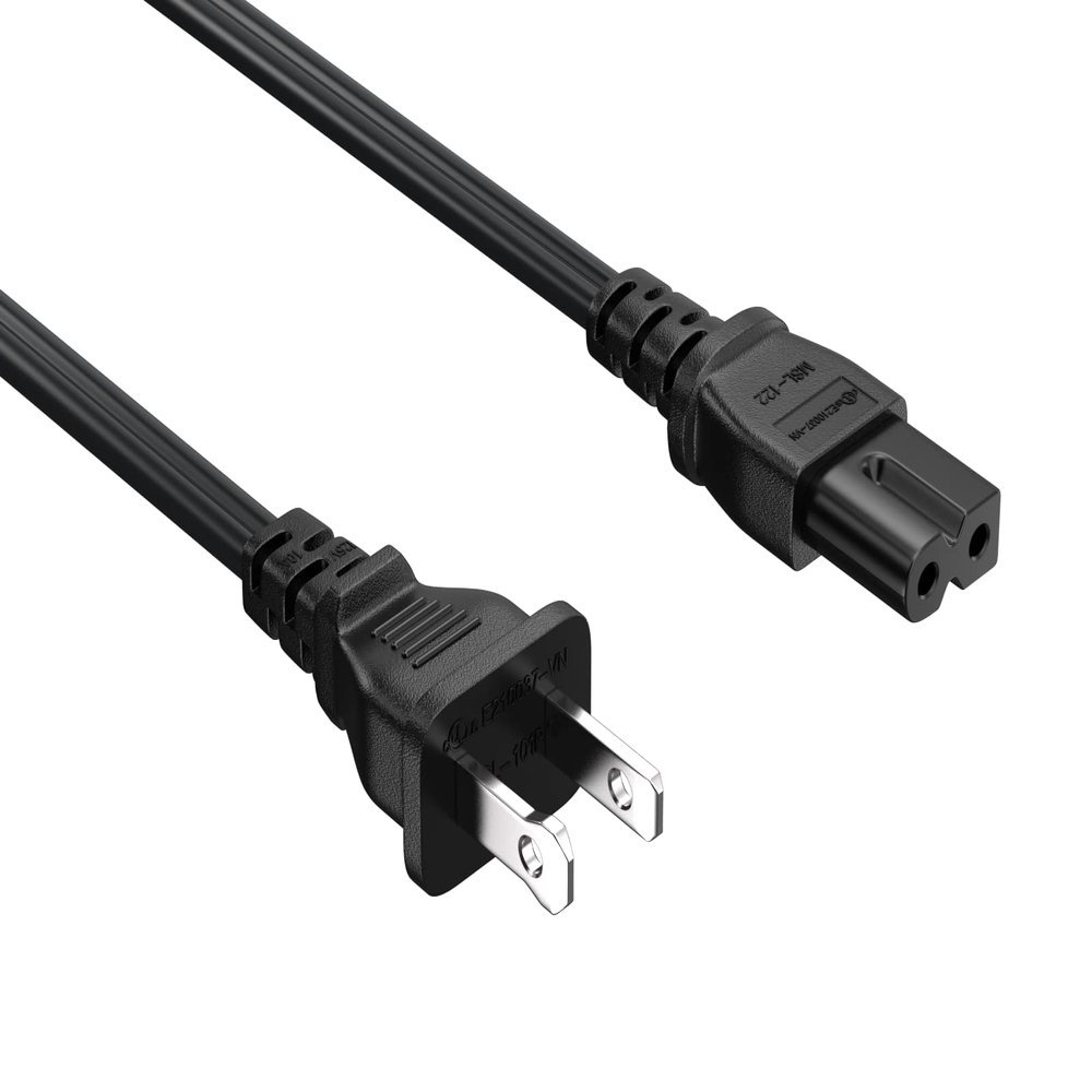 Cable Leader NEMA 1-15P to IEC320 C7 2-Prong Notebook Power Cord, Polarized, 18 AWG, SPT-2, 10A/125V, Black (15 ft)