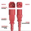 Cable Leader 14 AWG 3 ft Extension Power Cable IEC320 C13 to IEC320 C14, 15 Amp, 250 Volt, Computer, PDU, UPS, Red Power Extension Power Cord view 4