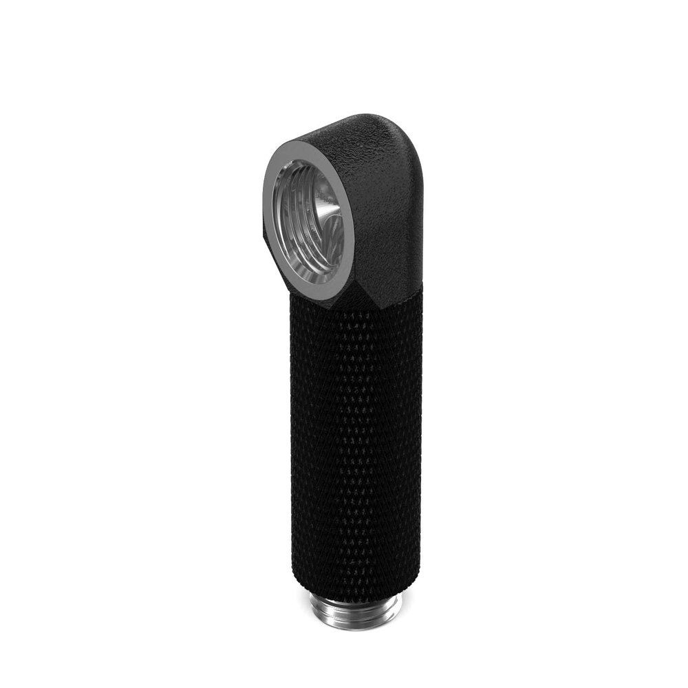 PrimoChill Male to Female G 1/4in. 90 Degree SX Rotary 35mm Extension Elbow Fitting - TX Matte Black