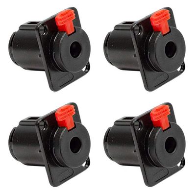 (4 Pack) Genuine PROCRAFT PC-TJ084A 1/4in TRS Panel Mount Locking Jack in Black