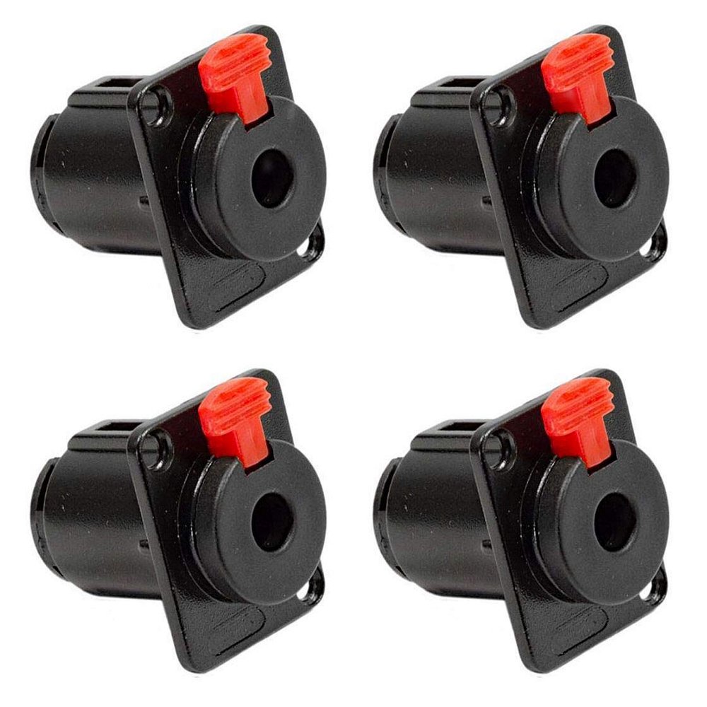 (4 Pack) Genuine PROCRAFT PC-TJ084A 1/4in TRS Panel Mount Locking Jack in Black