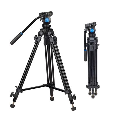 SIRUI SH05 Video Tripod with 360Fluid Head, Professional Lightweight Aluminum Tripod for DSLR Cameras Camcorder, 55.1Tripod Kit with Twin Tube, Mid-Level Spreader, QR Plate, Max Load 13.2lbs