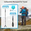 SIRUI P-325FL Carbon Fiber Monopod with Feet, 67" Professional Lightweight Travel Monopod for Camera, Max Load 22lbs, 360 Panorama, 5-Section, Quick Release Plate view 3