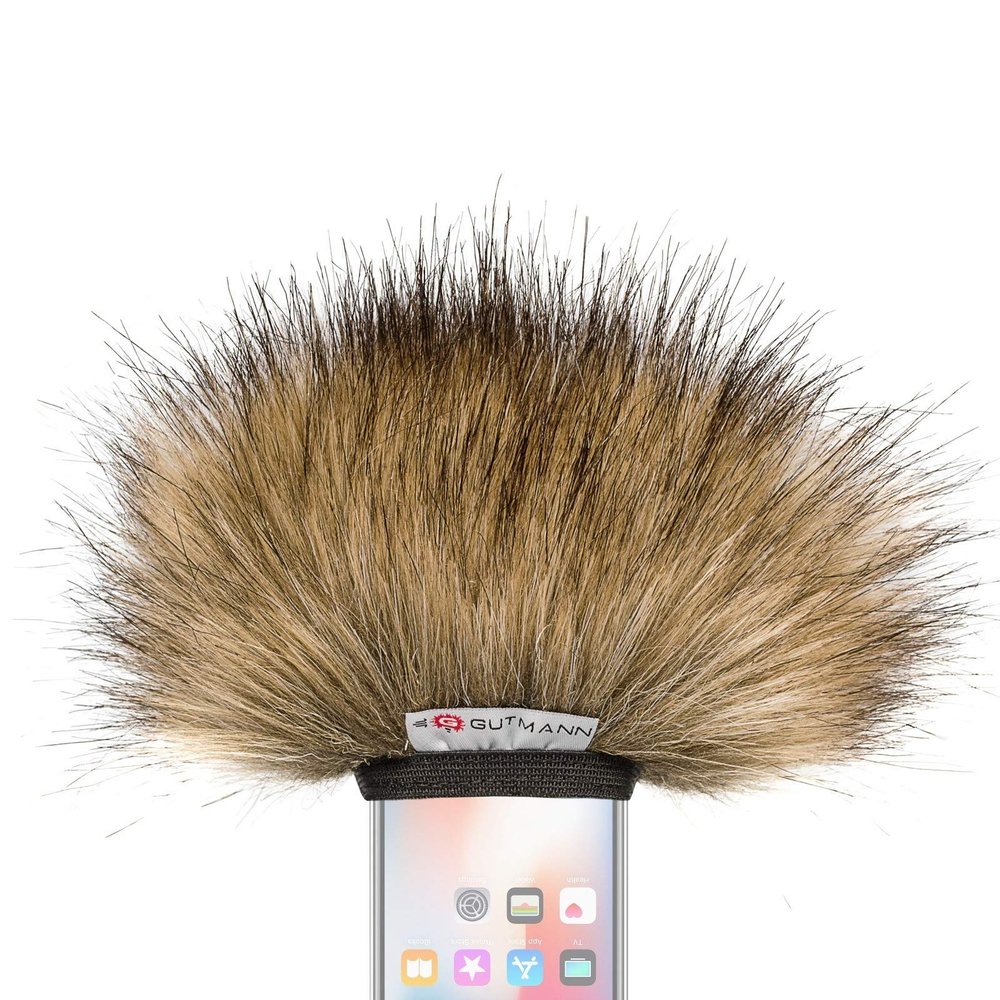 Gutmann Fur Microphone Windshield Windscreen for Apple iPhone 8 Plus Premium Edition Wolf with Inner Lining