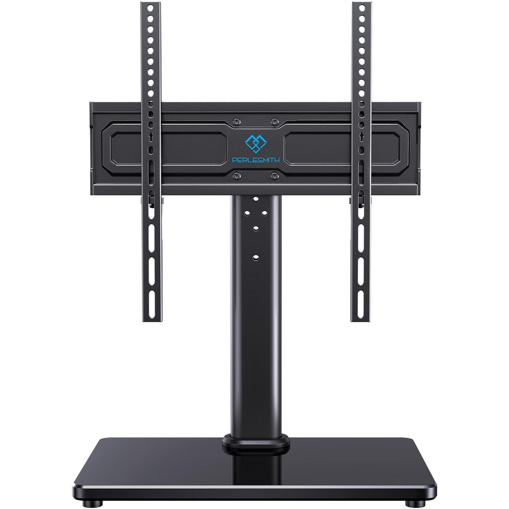 PERLESMITH Universal Swivel TV Stand for 24-60 inch TVs up to 99 lbs, 12 Height Adjustable Table Top TV Stand, TV Base Stand with Tempered Glass Base, Max VESA 400x400mm, PSTVS33