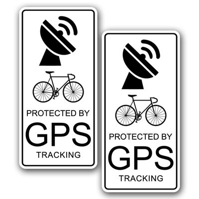 2x Bicycle Warning GPS Tracking Device Sticker - Bike Theft Decal for Top Tube