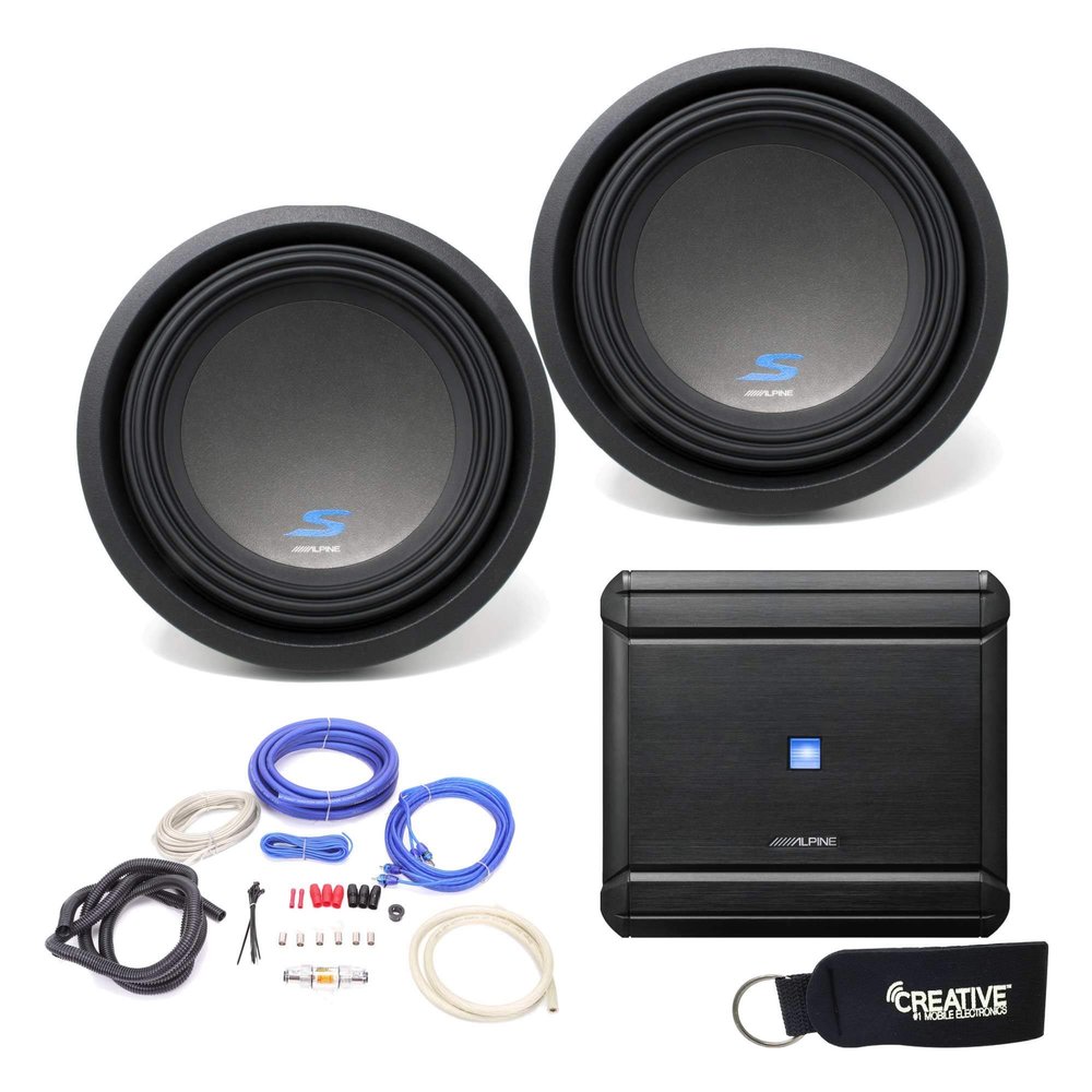 Alpine MRV-M500 Amplifier and Two S-W10D2 S-Series 10" Dual 2-Ohm Subwoofers - Includes wire kit