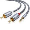 JSAUX 10ft/3M Aux to RCA Headphone Male to Male Jack Adapter Nylon Braided 1/8 to RCA Audio Y Cord for Smartphones, MP3, Tablets, Speakers, HDTV - Grey view 1