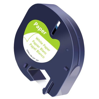 1 Pack Equivalent Letra Tag White Paper Refills 91330 S0721510 1/2" W x 13' L White Paper Tapes Compatible with Dymo Letra Tag Plus LT100H LT100T QX50 Printer