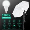 Photo Video Studio 10 x 8.5ft Stand with Muslin Backdrop (Green /White /Black) & 85W 5500K Led Bulb & Umbrella Lighting Kit Photography Background Support System Kit,Clamp, Carry Bag view 3