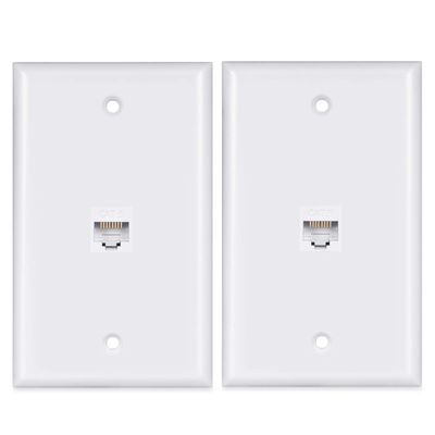 Cat6 2-Pack Ethernet Wall Plate, Female-Female, Compatible with Cat7/6/6e/5/5e Devices