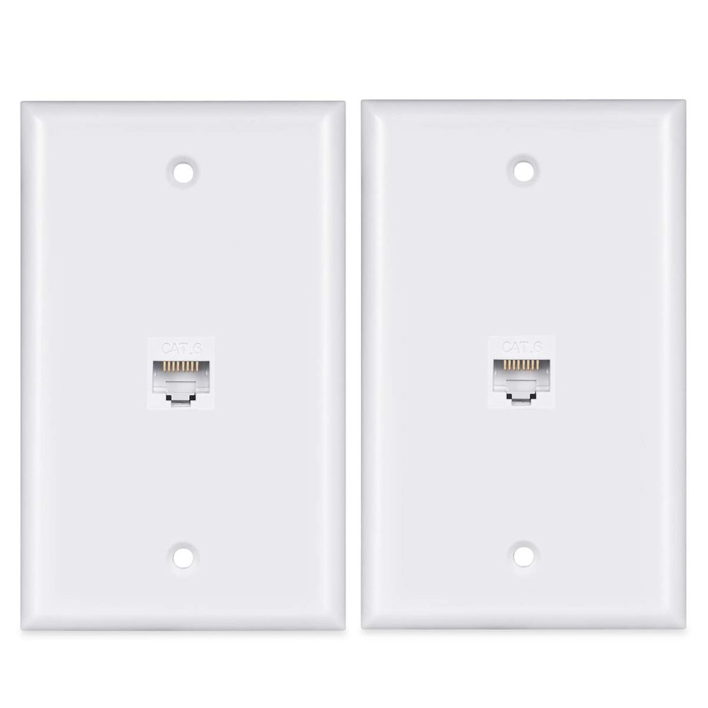 Cat6 2-Pack Ethernet Wall Plate, Female-Female, Compatible with Cat7/6/6e/5/5e Devices
